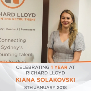 Kiana Solakovski celebrating her first anniversary at Richard Lloyd in 2018