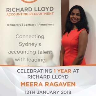 Meera Ragaven celebrating her first year of working for Richard Lloyd in 2018